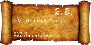 Rádi Borbála névjegykártya